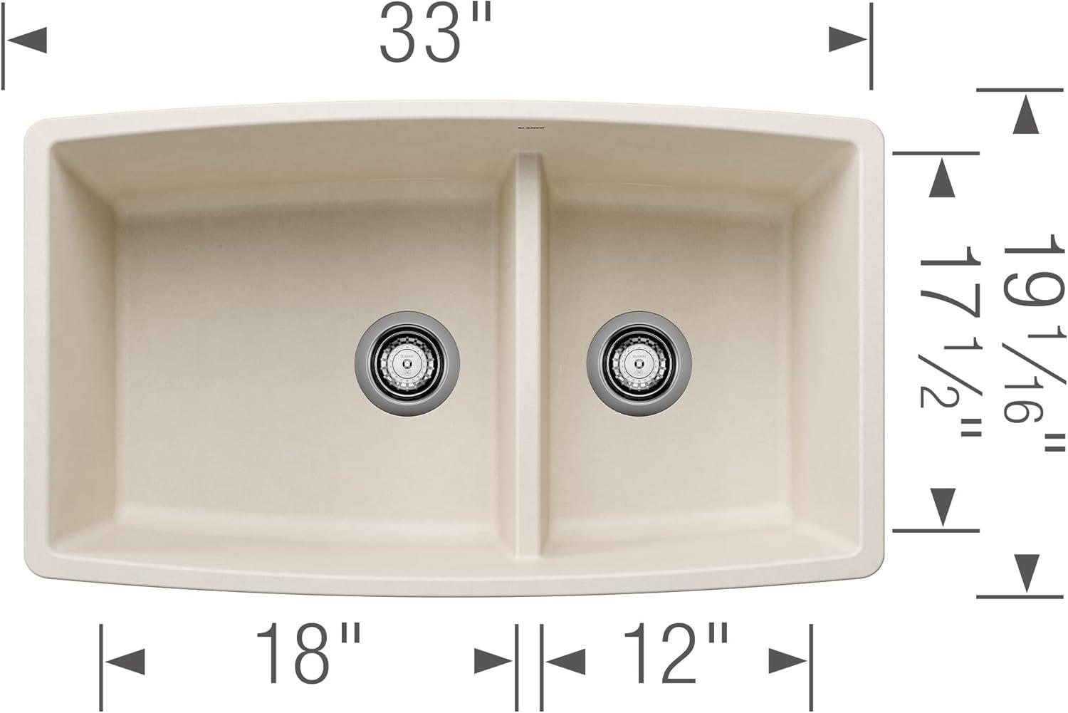 Performa SILGRANIT 33" L x 19" W Double Bowl Undermount Kitchen Sink