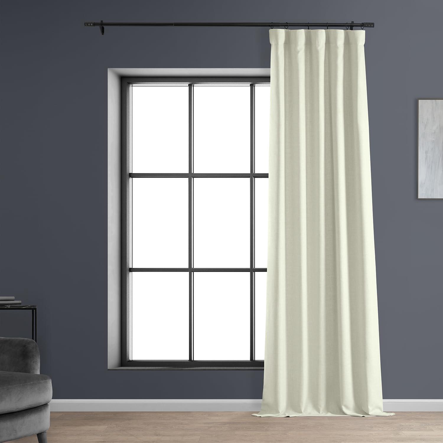 Half Price Drapes Gravity Ivory Italian Faux Linen Room Darkening Curtains (1 Panel), 50W X 108L