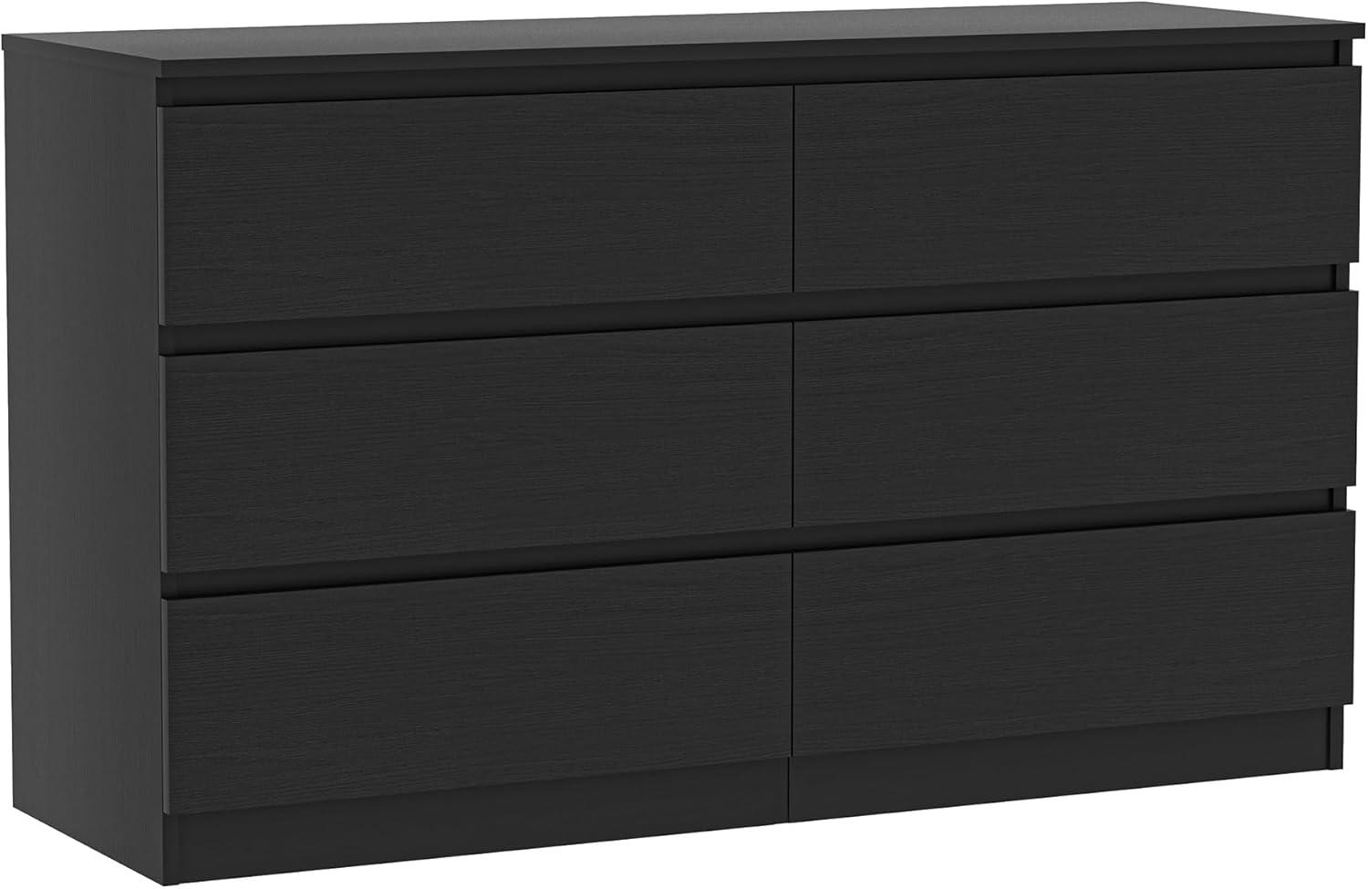 Black Modern Double Dresser with Extra Deep Drawers