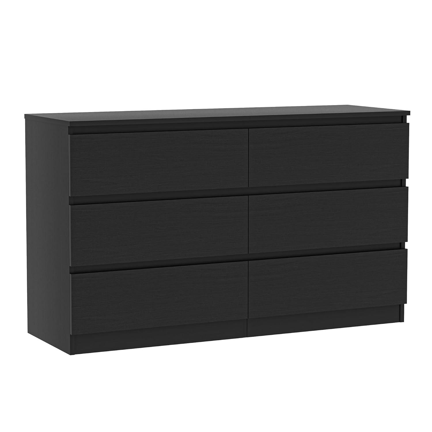 Hommoo 6 Drawer Double Dresser for Bedroom Black