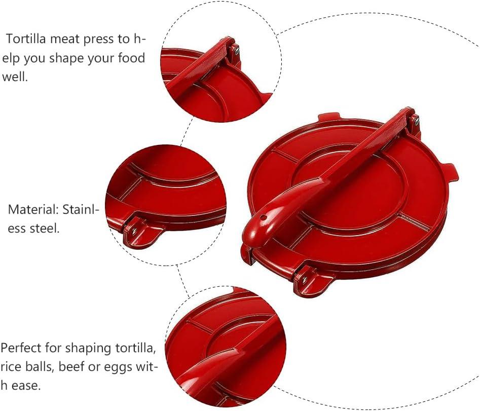 Red Stainless Steel 7.87 Inch Tortilla Press with Non-Stick Surface