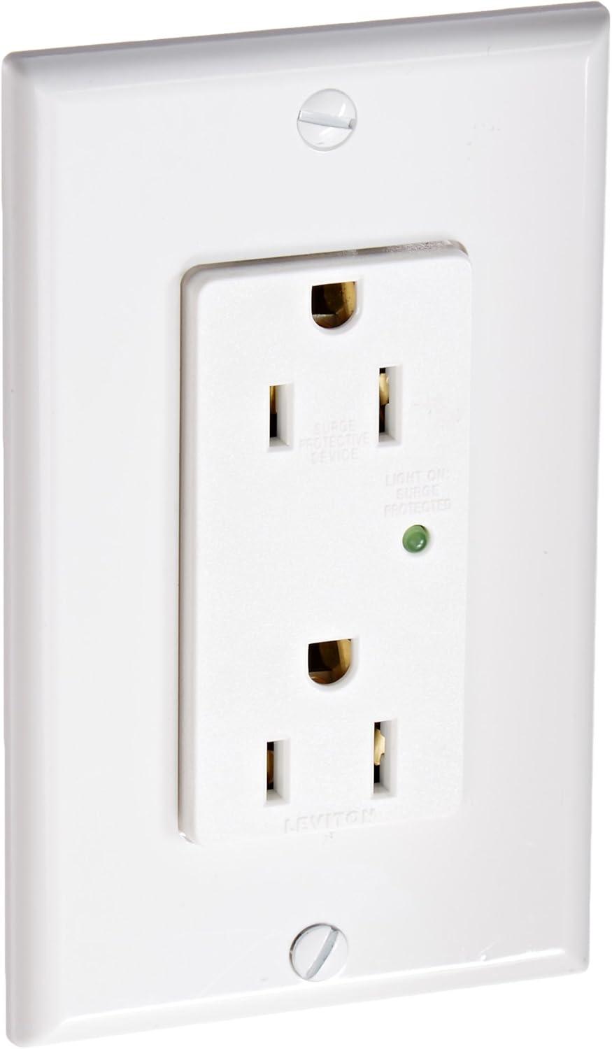 Leviton 5280-W Industrial Grade Straight Blade Duplex Receptacle 15 Amp 125 Volt RMS NEMA 5-15R White Decora Plus