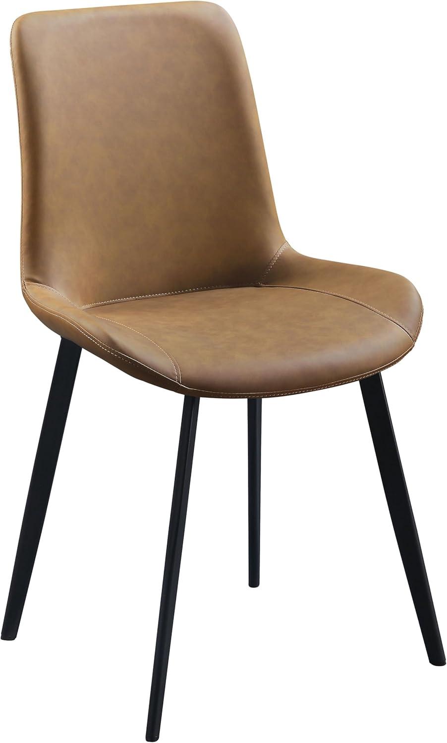 Abiram 21" Dining Chairs Brown - Acme Furniture: Upholstered Side, Kitchen, Metal Frame, Leather Textile