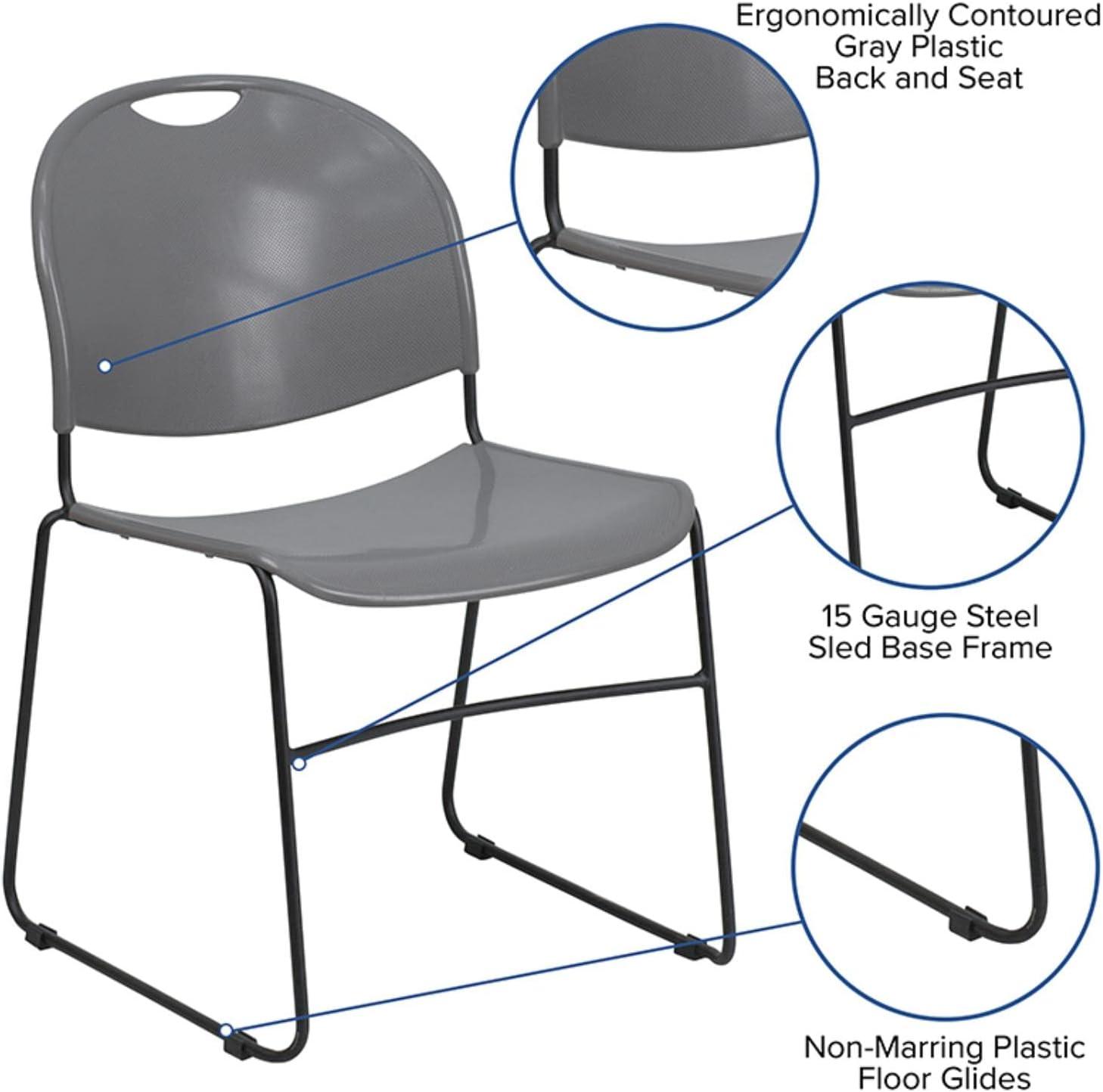 Flash Furniture HERCULES Series 880 lb. Capacity Ultra-Compact Stack Chair with Metal Frame