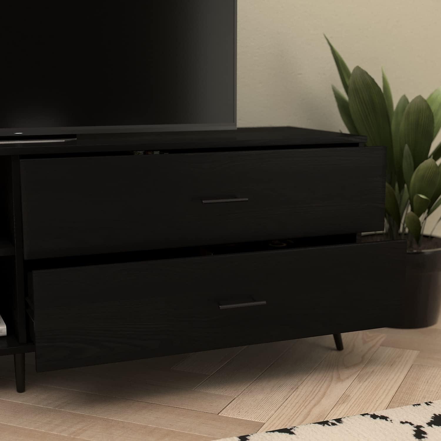 Flash Furniture Nelson 65" Mid Century Modern TV Stand for up to 60" TV's with Adjustable Shelf and Storage Drawers