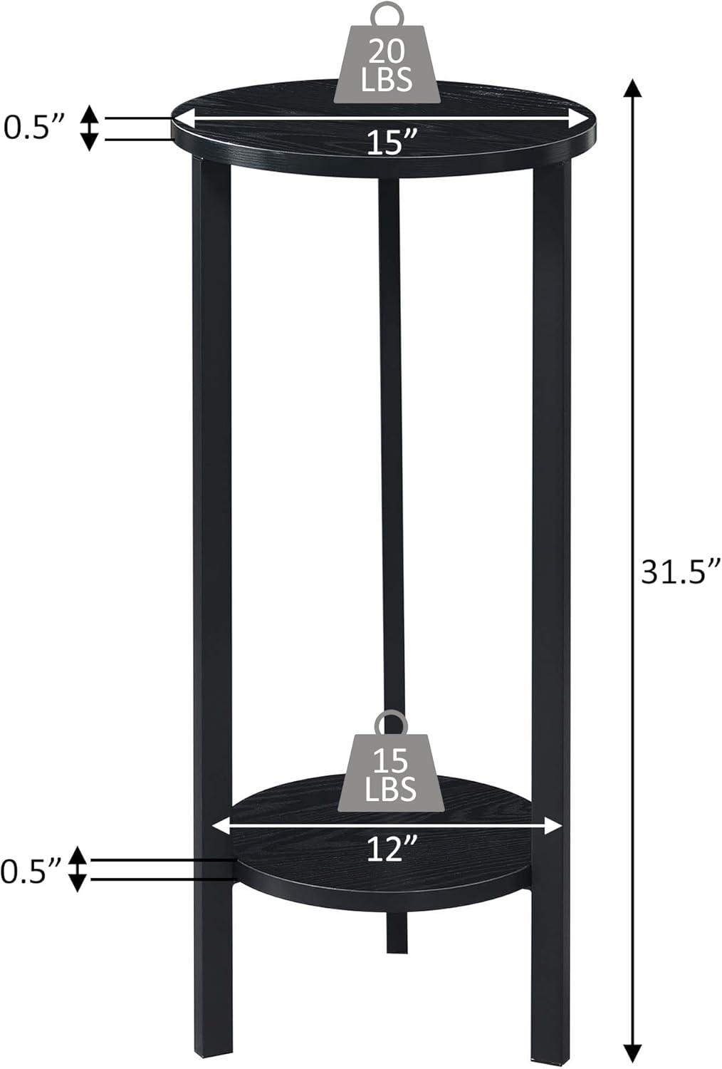 Bilot Graystone 31 inch 2 Tier Plant Stand, Black/Black