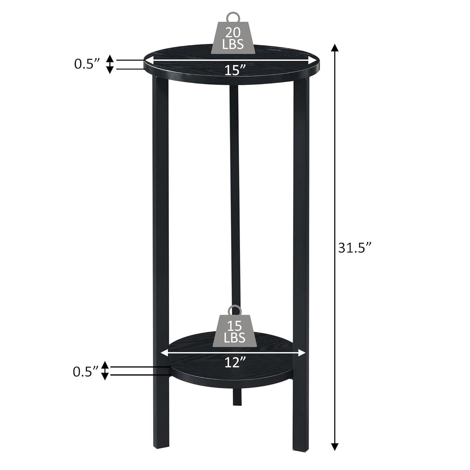 Convenience Concepts Graystone 31-inch 2 Tier Plant Stand, Black/Black