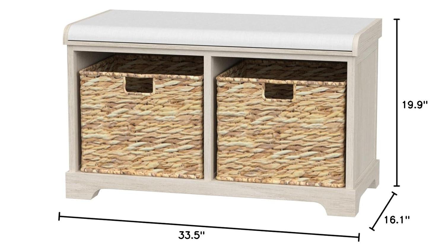 Freddy Wicker Storage Bench - AMH5736 - Vintage Grey - Safavieh