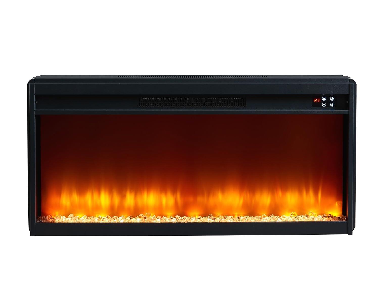 Modern TV Stand with Electric Fireplace - Fits TVs Up to 78 Inches - Navy