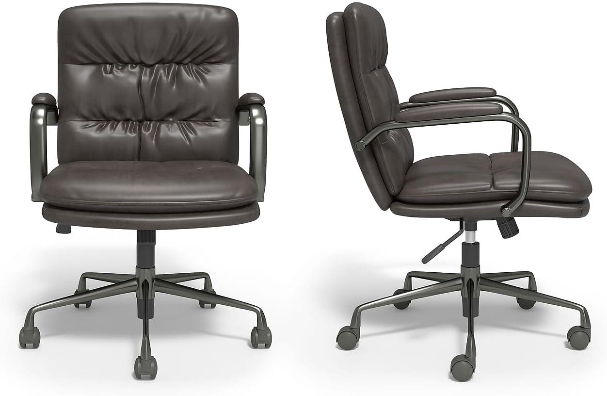 Union & Scale Industria 3-40C Bonded Leather Swivel Manager Chair Gray (95115) UN61643-CC