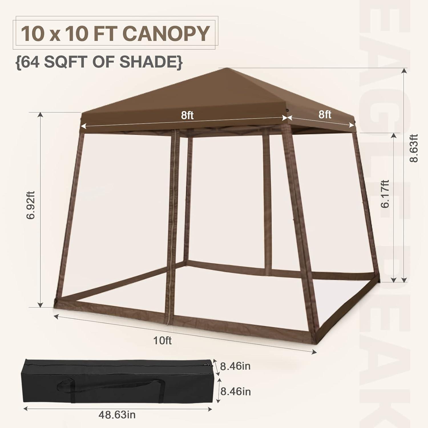 COOS BAY 10 Ft. W X 10 Ft. D Steel Pop Up Slant Leg Patio Gazebo With Netting