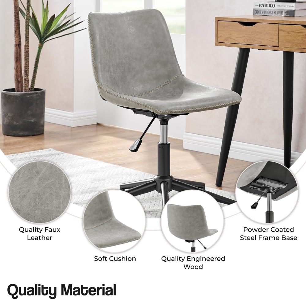 New Pacific Direct Clarke 22" PU and Plywood Swivel Office Chair in Gray