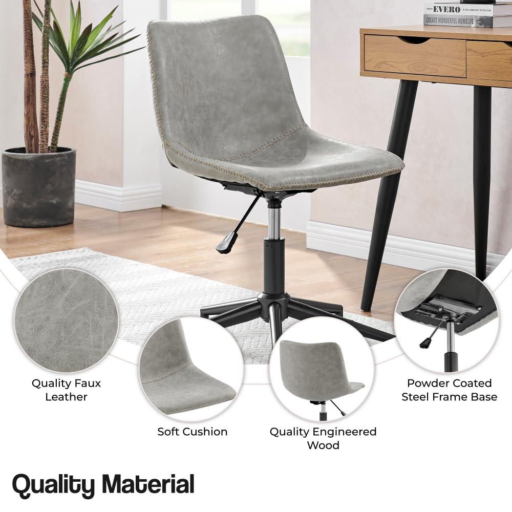 New Pacific Direct Clarke 22" PU and Plywood Swivel Office Chair in Gray