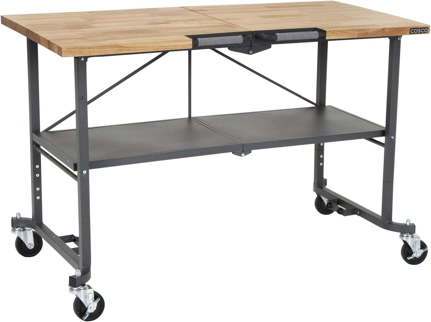 COSCO SmartFold Portable Workbench / Folding Utility Table (Gray Steel Frame)