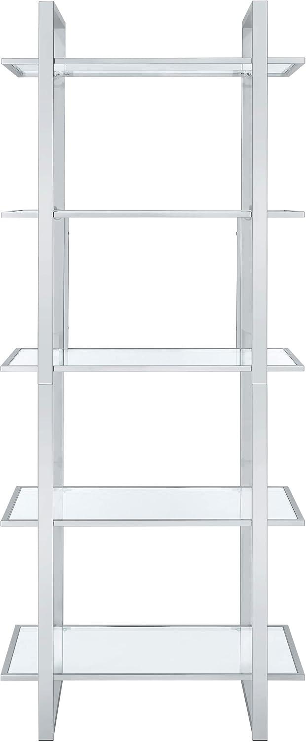 79" Hartford 5 Shelf Bookcase with Glass Shelves Chrome - Coaster