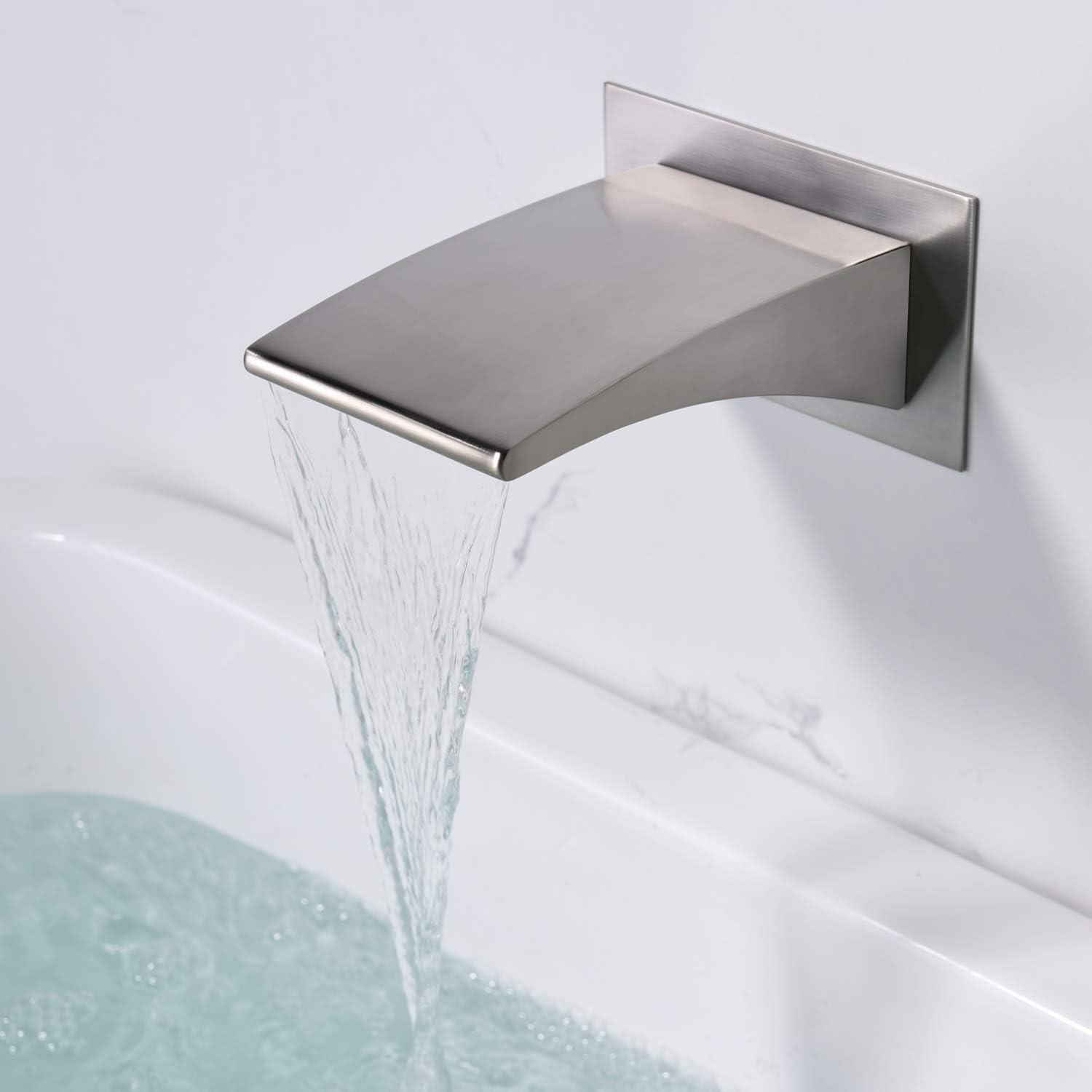 Sumerain Wall Mount Tub Filler Brushed Nickel with Waterfall Tub Spout and Handheld Shower, High Flow