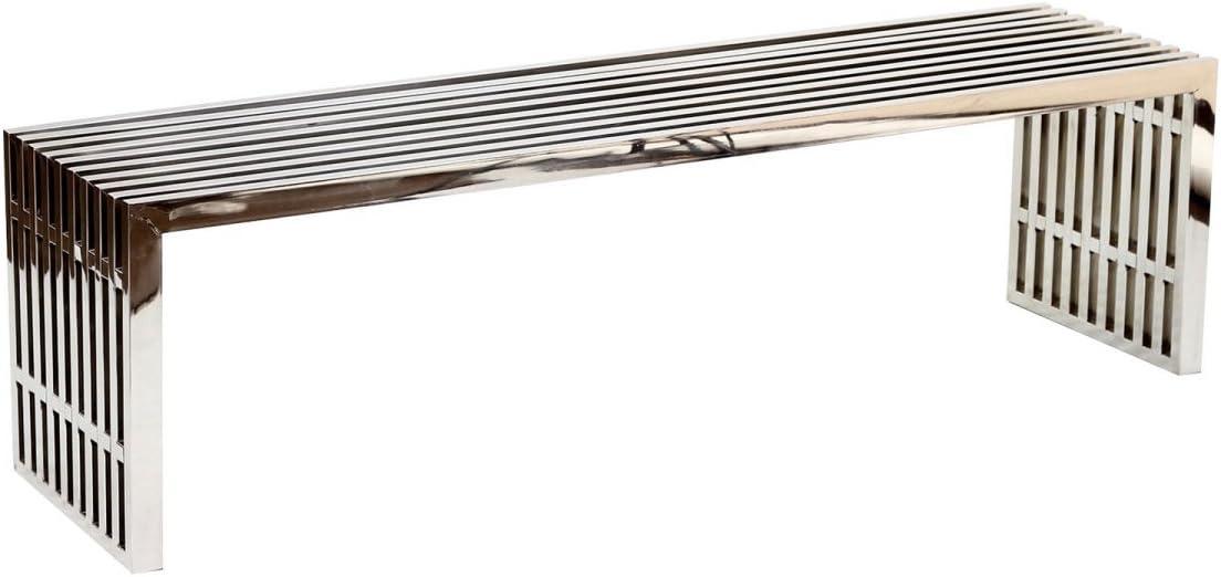 Gridiron Large Stainless Steel Bench Silver - Modway: No Assembly, 660lb Capacity, 60" Width