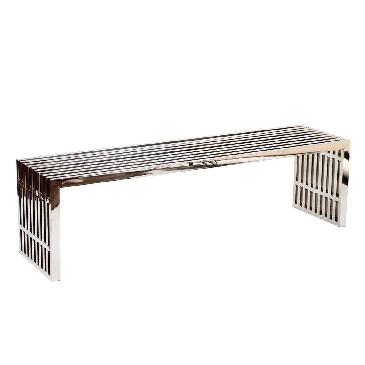 Gridiron Large Stainless Steel Bench Silver - Modway: No Assembly, 660lb Capacity, 60" Width