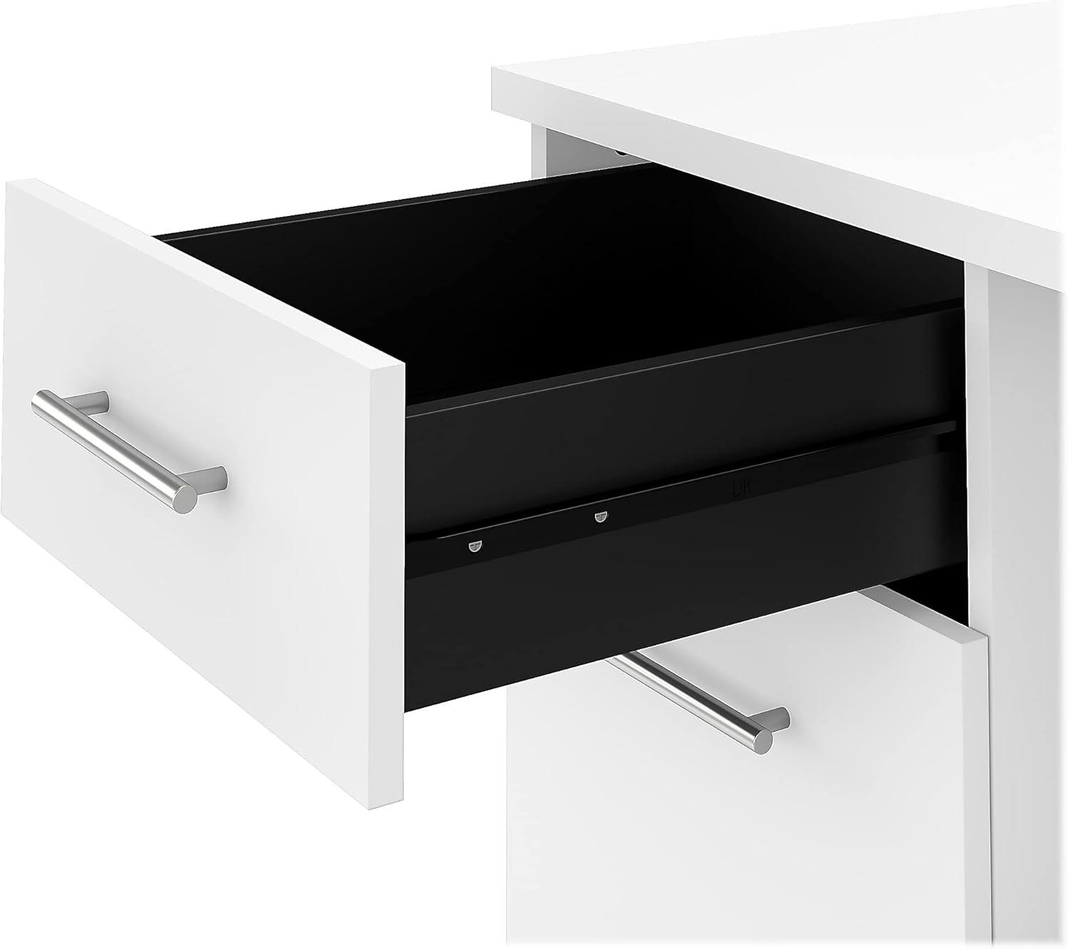 Somerset 72W Office Desk with Drawers and Hutch in White - Engineered Wood