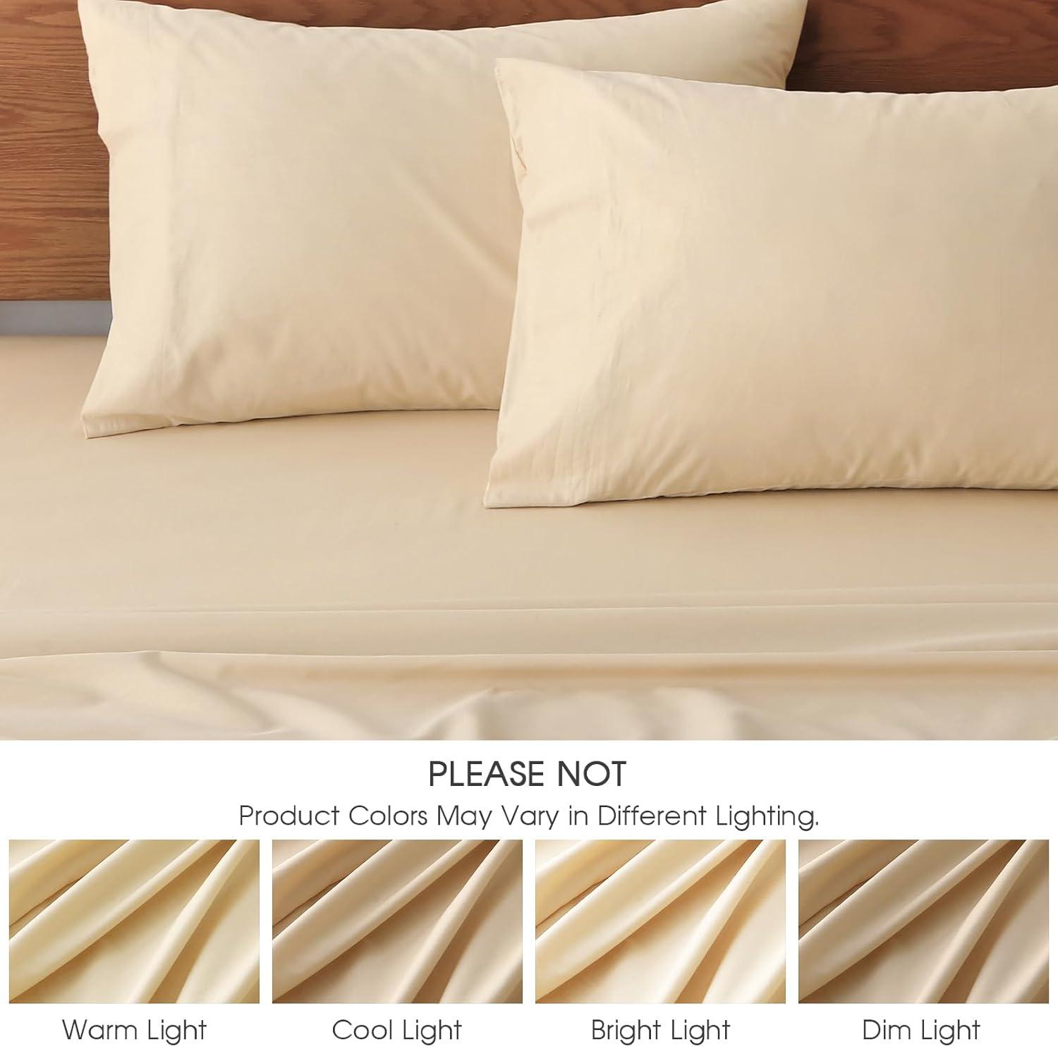 HYPREST 100% Cotton Sheets Extra Deep Pocket, Hotel Luxury Soft Cooling Cotton Sheet Sets