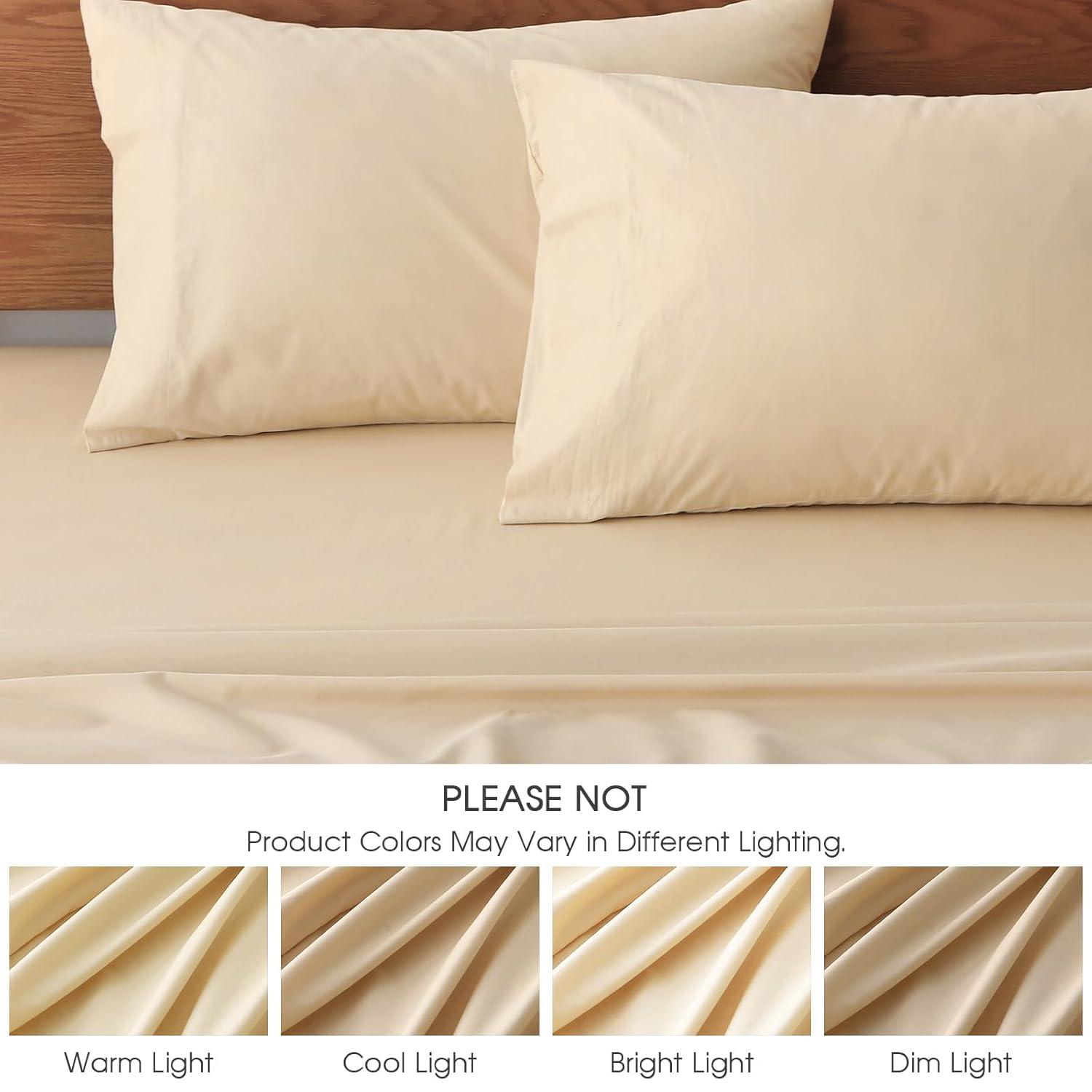 HYPREST 100% Cotton Sheets Extra Deep Pocket, Hotel Luxury Soft Cooling Cotton Sheet Sets