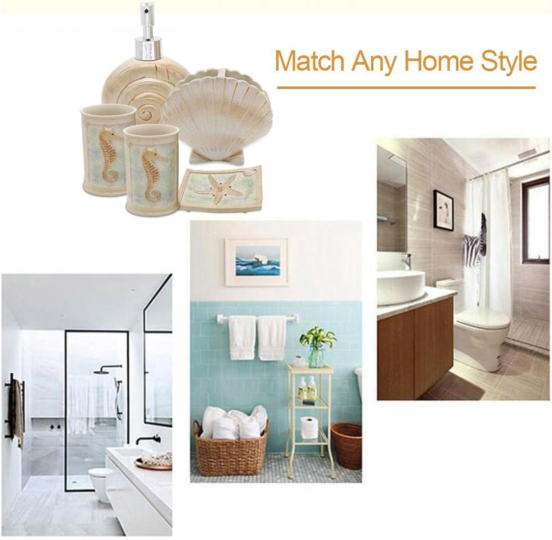 Rosecliff Heights Set, 5 PCS Beach Seashells Ensemble Set Includs Soap Dispenser, Soap Dish, Tumbler, Toothbrush Holder - Ivory Polyresin Set For Home, Office, Superior Hotel | Wayfair
