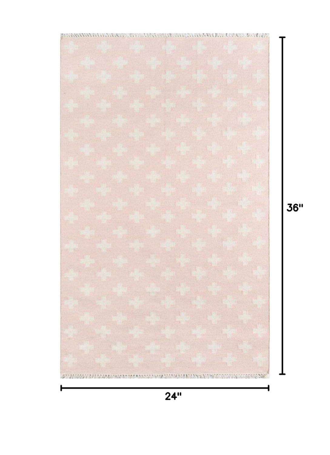 Novogratz Topanga Reversible Handwoven Flatweave Wool Pink/White Area Rug & Reviews | AllModern
