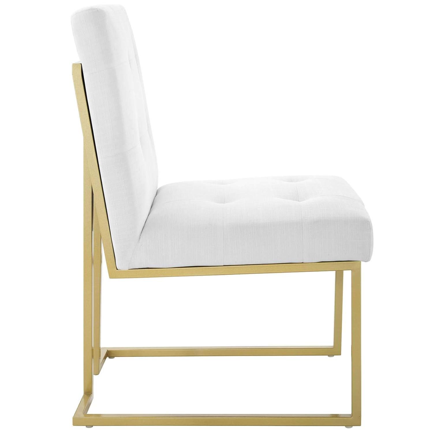 Privy Gold Stainless Steel Upholstered Fabric Dining Accent Chair-EEI-3743