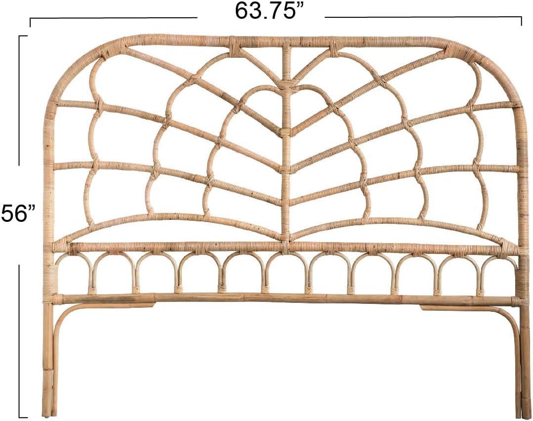 Storied Home Queen Rattan Arched Headboard Natural: Durable Weave, No Assembly, Eco-Friendly Material