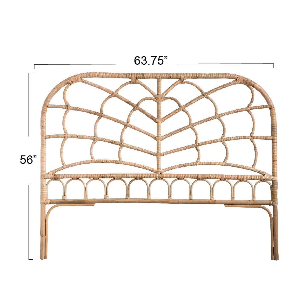 Storied Home Queen Rattan Arched Headboard Natural: Durable Weave, No Assembly, Eco-Friendly Material