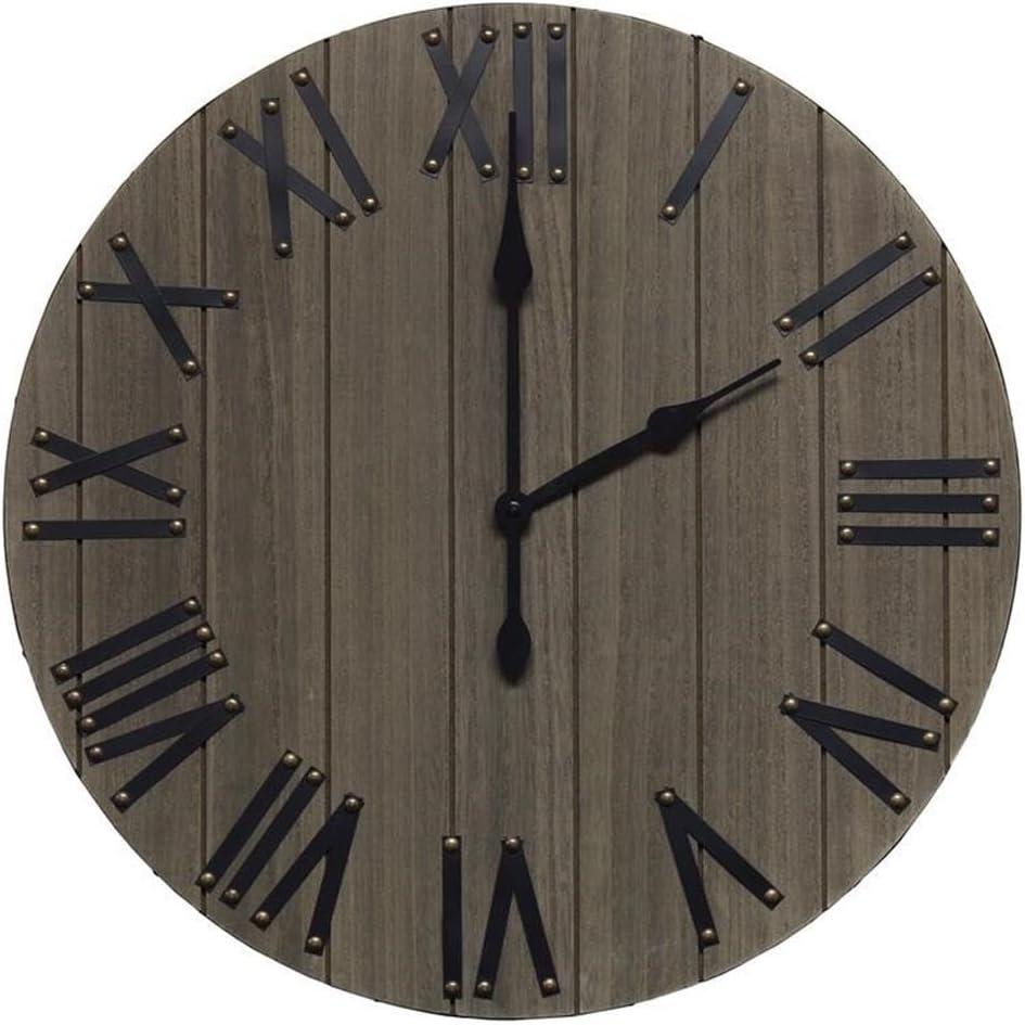 21" Rustic Gray Wood Wall Clock with Roman Numerals