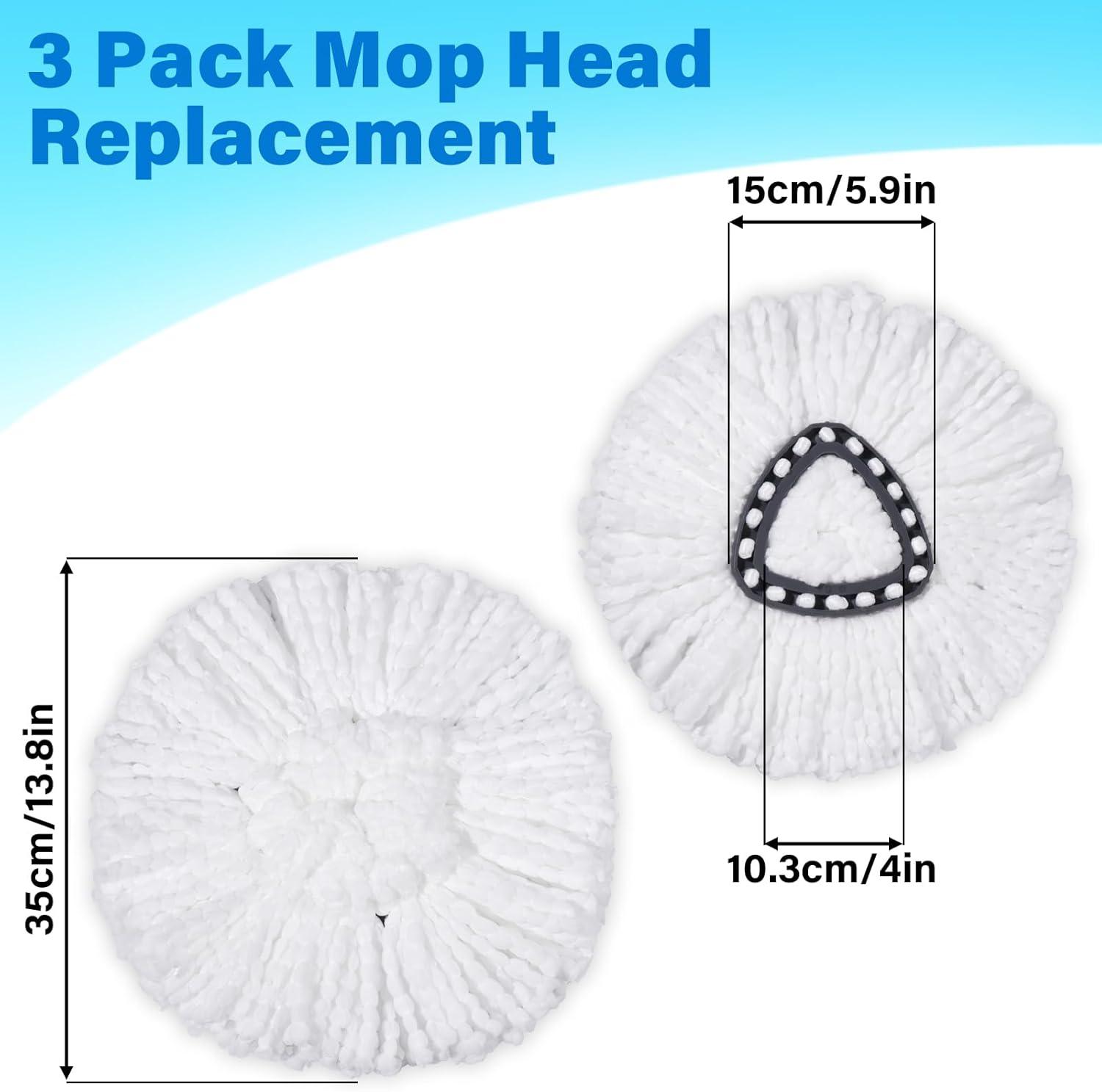 3 Pack Spin Mop Refill - Replacement Head Compatible with O cedar, Microfiber Spin Mop Refills,clean the floor. Easy Floor Cleaning Mop Head Replacement - Bonison