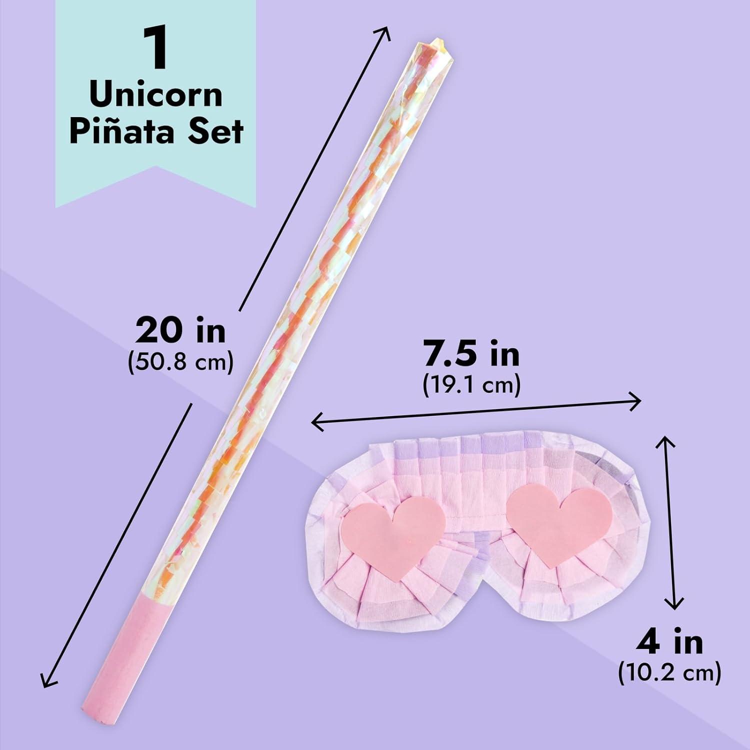 Blue Panda Large Unicorn Pinata Kit with Blindfold and Stick for Girls Birthday Party, 14 x 20 x 5 In, 3 Pieces