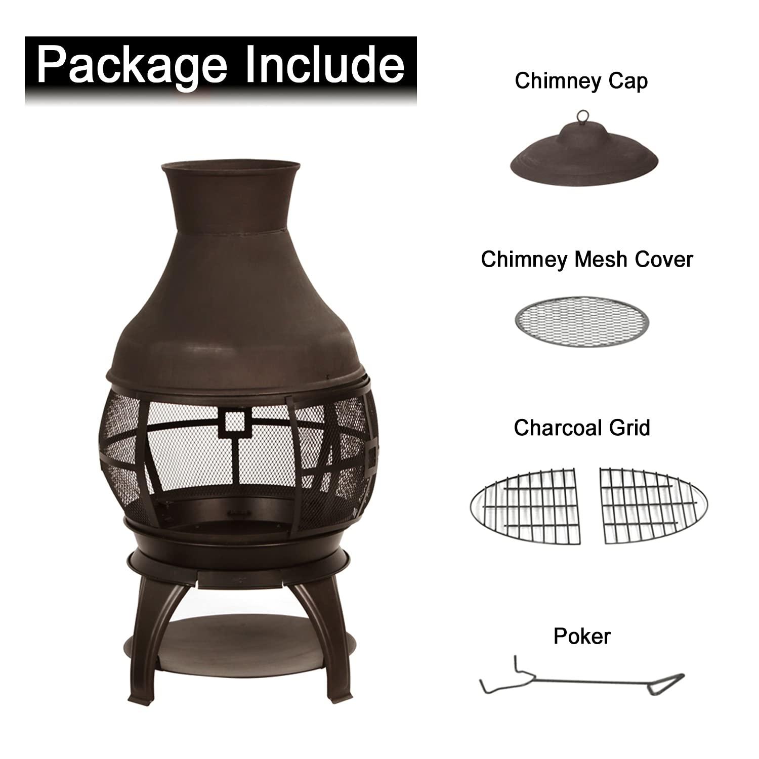 Heatmaxx Round Cast Iron Wood Burning Smokeless Chimnea
