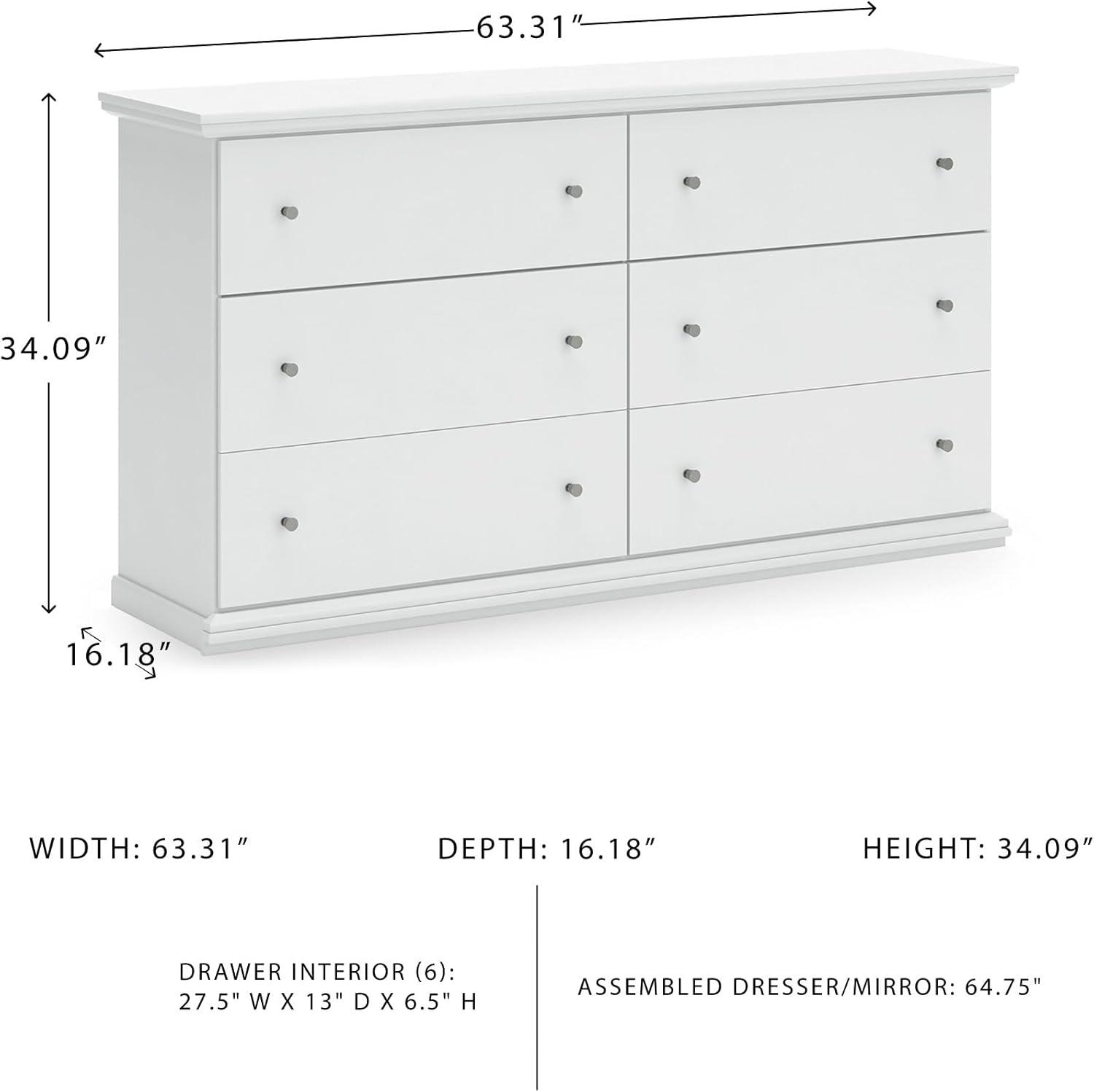 Ashley Furniture Bostwick Shoals 6 Drawer Wood Double Dresser in White