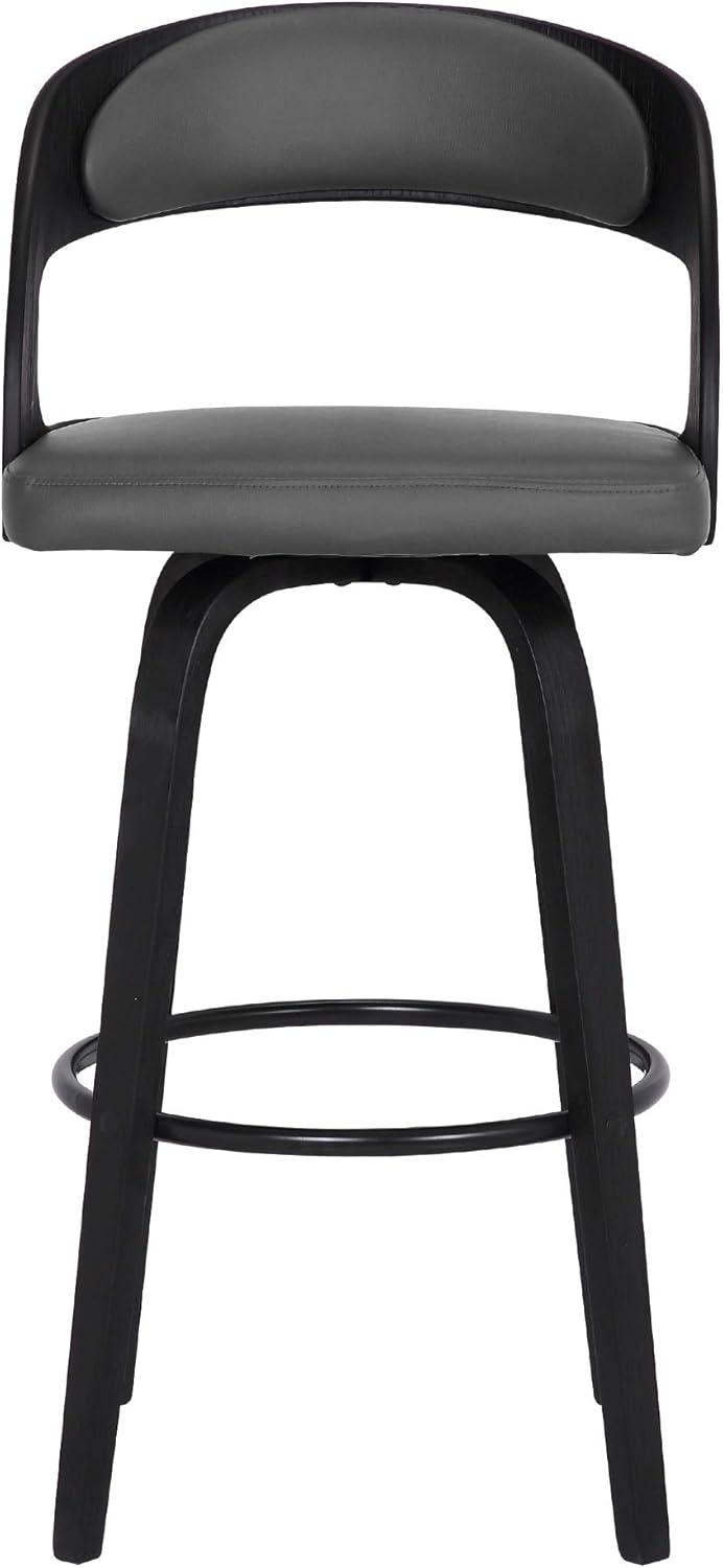 Shelly Black Wood and Metal Swivel Counter Stool