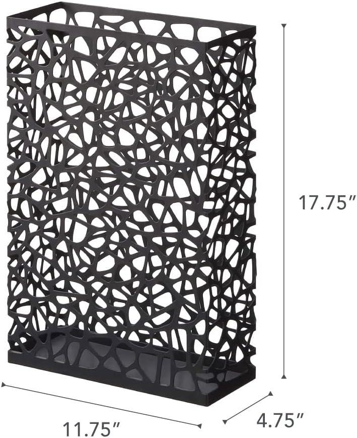 Black Steel Rectangular Umbrella Stand with Webbed Design