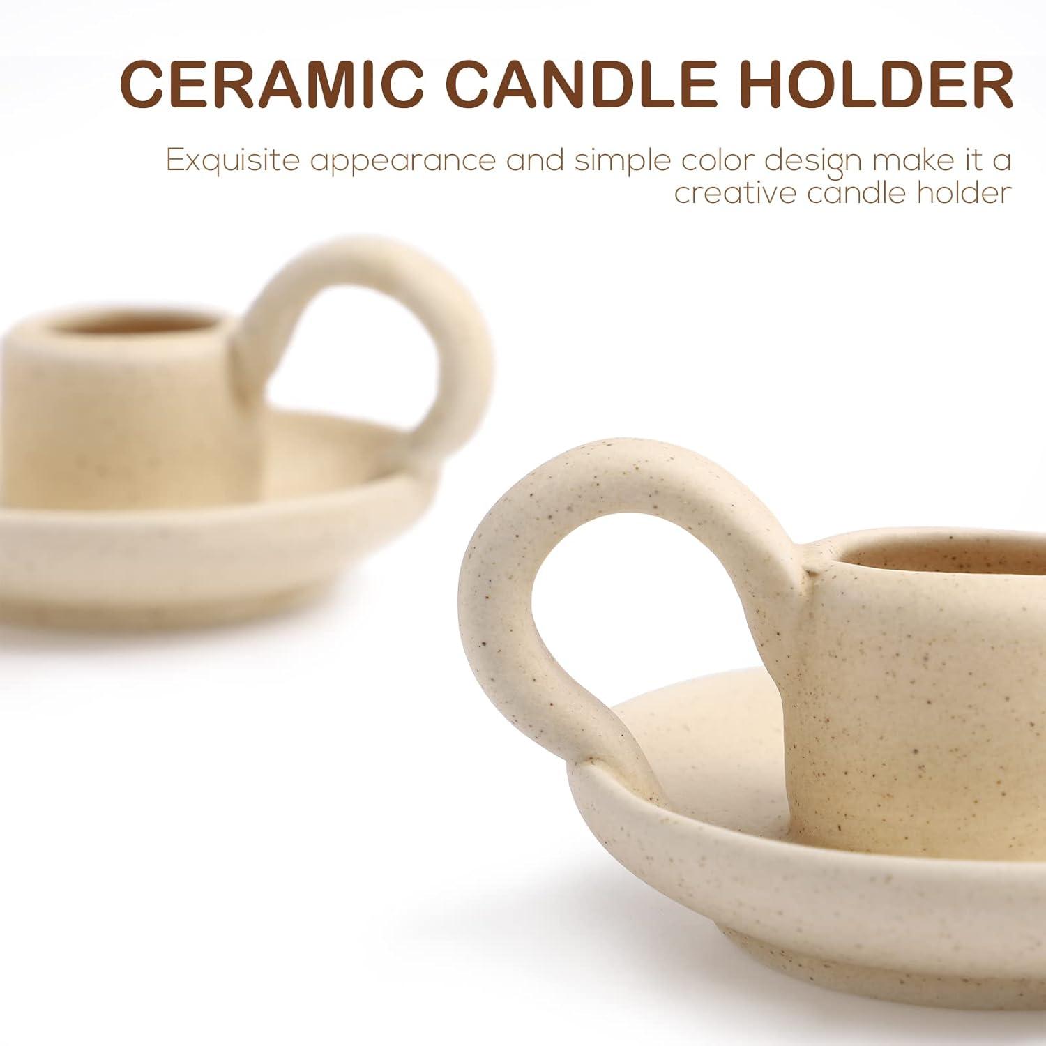 2Pcs Ceramic Candlestick Nordic Style Candleholder Desktop Candle Stand