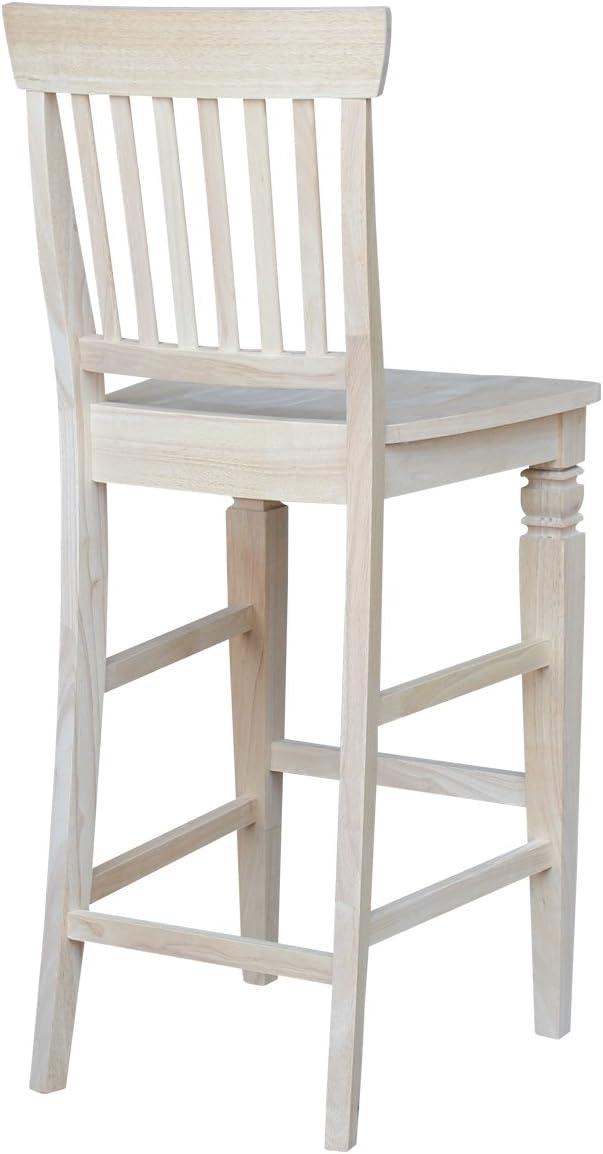 International Concepts Wood Seattle Bar Height Stool - 29.92" Seat Height - Unfinished