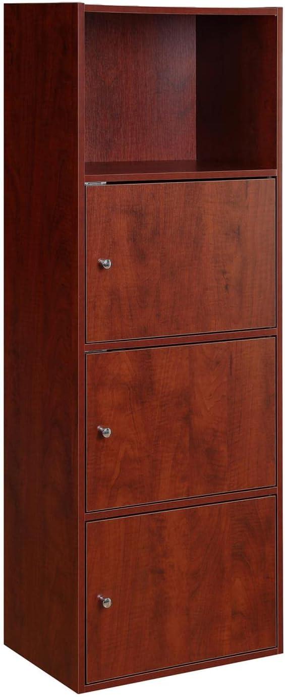 Cherry Adjustable Shelving Office Storage Cabinet with Chrome Knobs