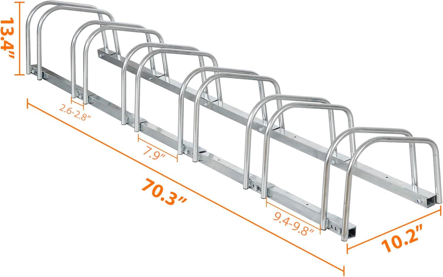 ZENY 6 Bike Rack Bicycle Floor Parking Stand for Mountain Bike Road Bike Indoor Outdoor Garage, Adjustable Bicycle Storage Organizer Stand