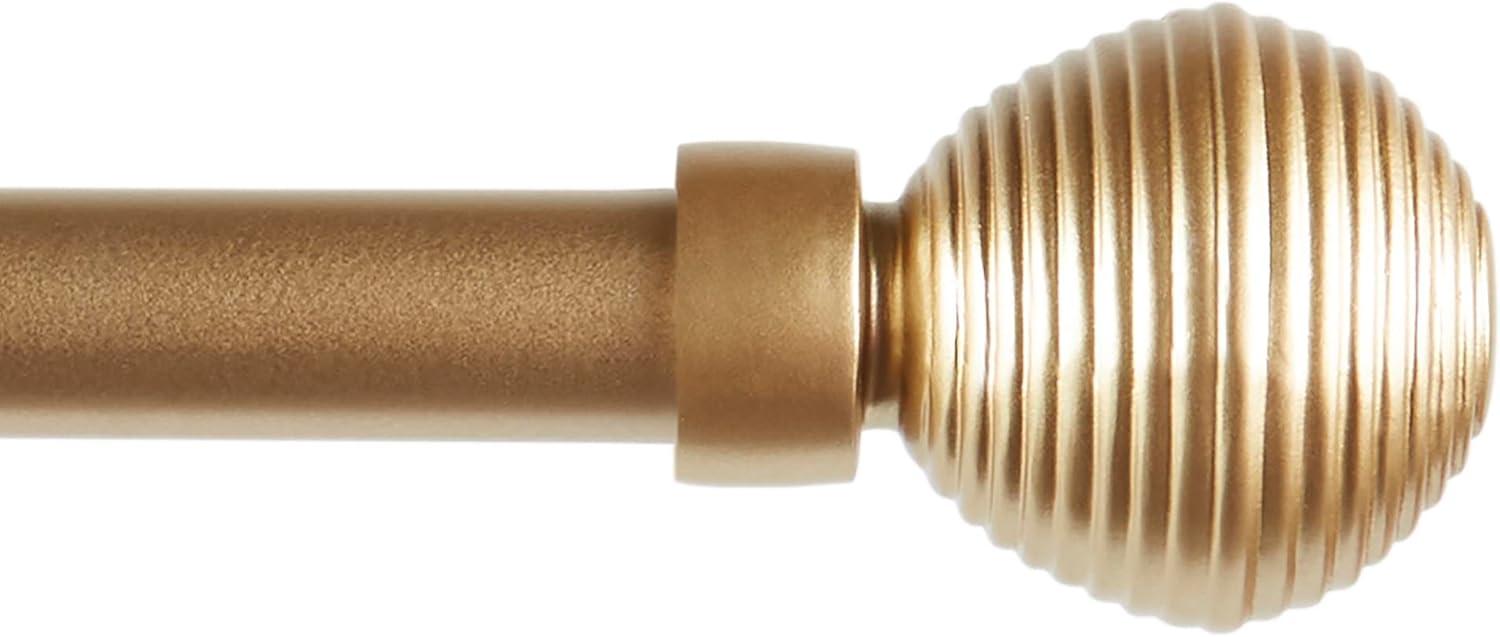 EXCLUSIVE HOME Modern Layer 1" Curtain Rod and Coordinating Finial Set, Matte Silver, Adjustable 36"-72"