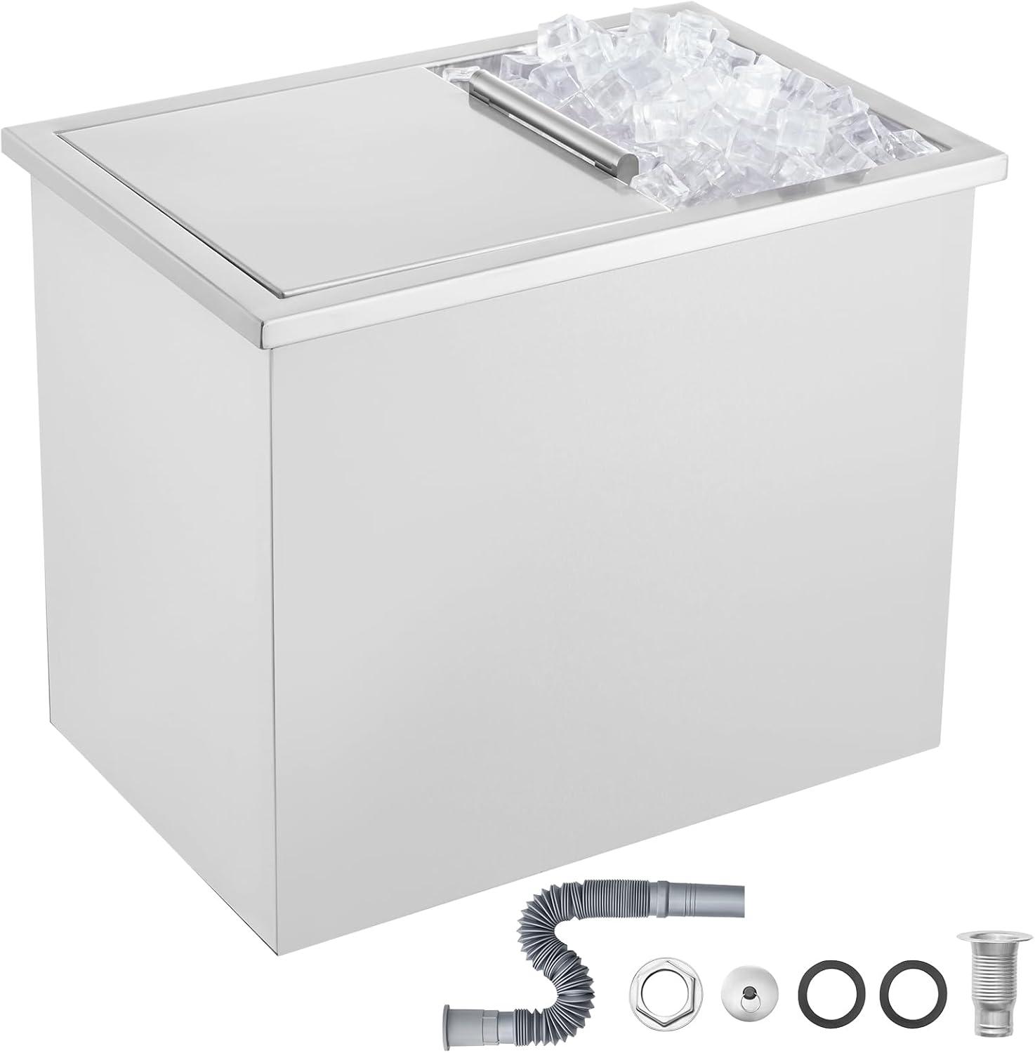 28.5Quart Drop in Ice Chest Ice Cooler Ice Bin Stainless Steel 18"x12"x15"