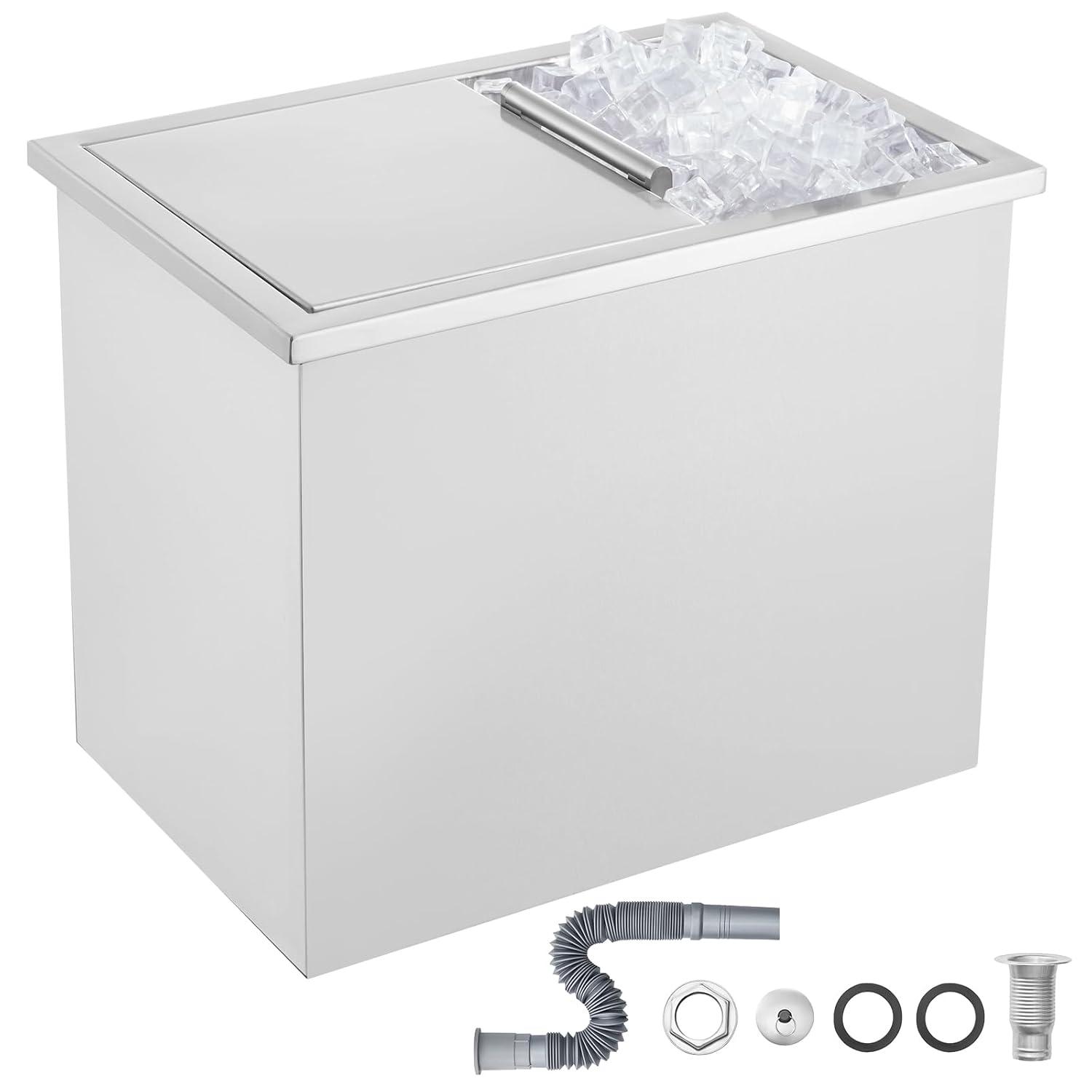 VEVOR 28.5Quart Drop in Ice Chest Ice Cooler Ice Bin Stainless Steel 18"x12"x15"