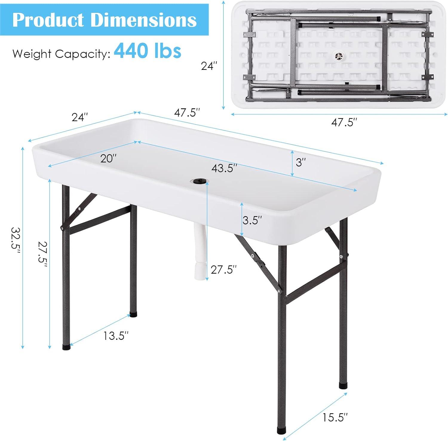 KOTEK Folding Ice Cooler Table with Matching Skirt & Drain Hose, Foldable Beverage Cooler Table Buffet Cooler Server, Portable Chill Table for Party, Picnic, BBQ, Camping