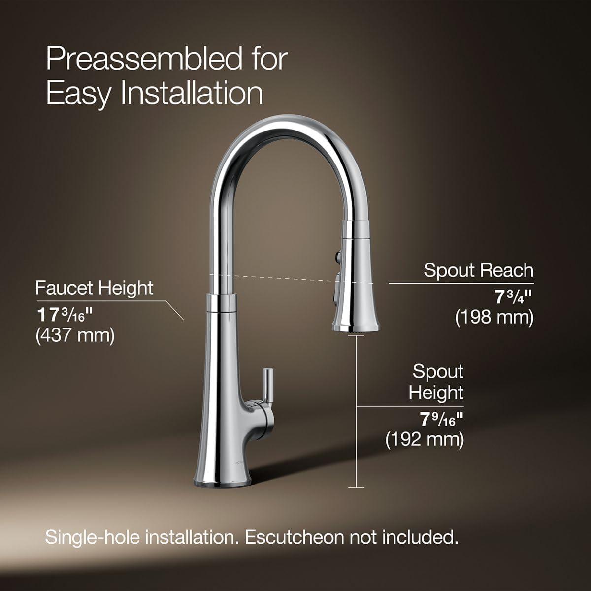 Tone Touchless Pull-Down Kitchen Sink Faucet with Three-Function Sprayhead
