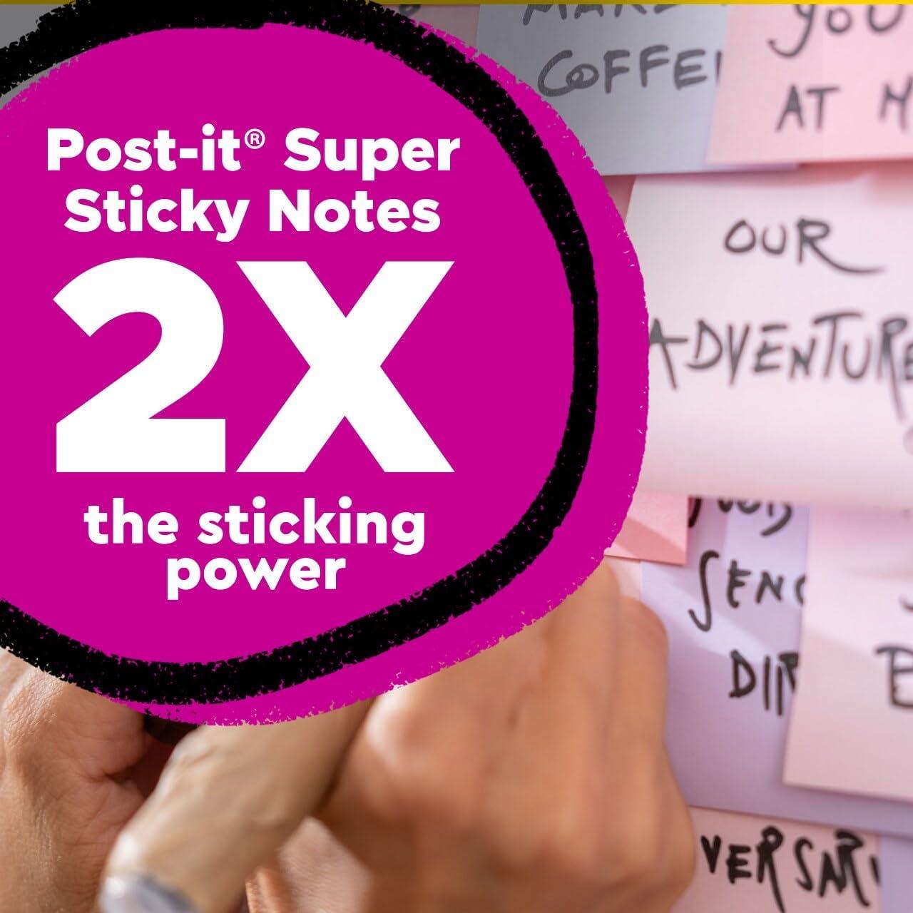 Post-it Recycled Super Sticky Notes 4"x6" Pastels: Large Unbound Multicolored Sticky Notes, 180 Sheets, 100% Recycled Paper