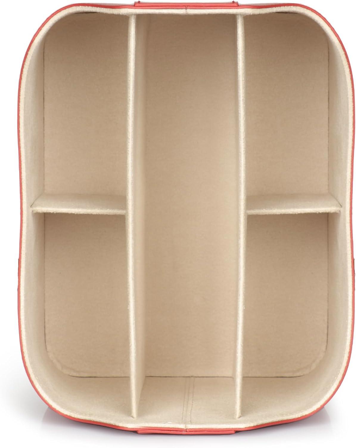 Red Faux Leather Remote Control Holder with Suede Lining