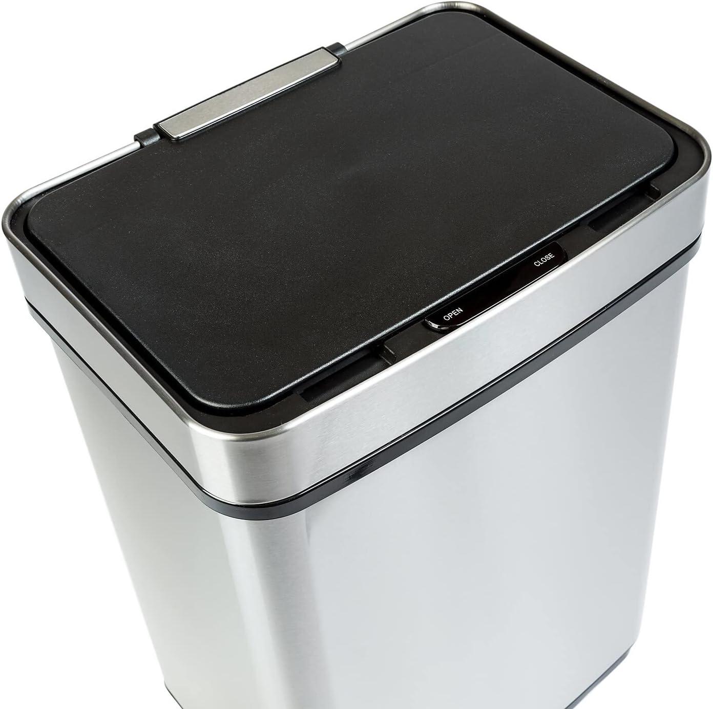 Honey-Can-Do 13.2 Gallon Indoor Touchless Kitchen Trash Can, Stainless Steel