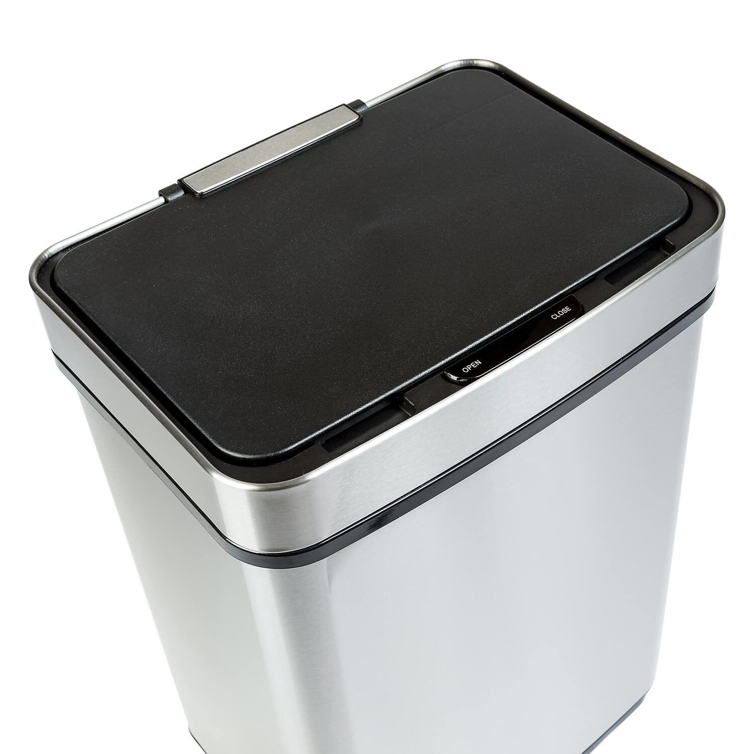 Honey-Can-Do 13.2 Gallon Indoor Touchless Kitchen Trash Can, Stainless Steel